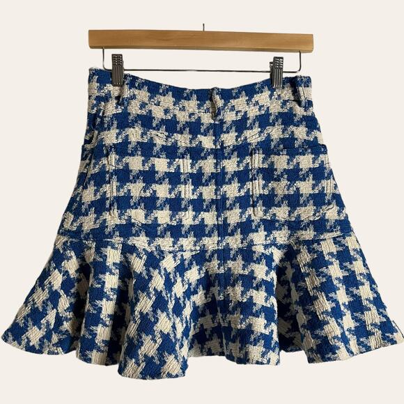 Sandro Sixtine Houndstooth Flounce Mini Skirt Size 6 - Picture 13 of 15
